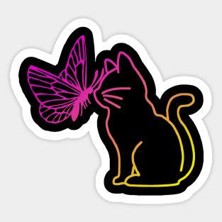 cat and butterfly Sticker